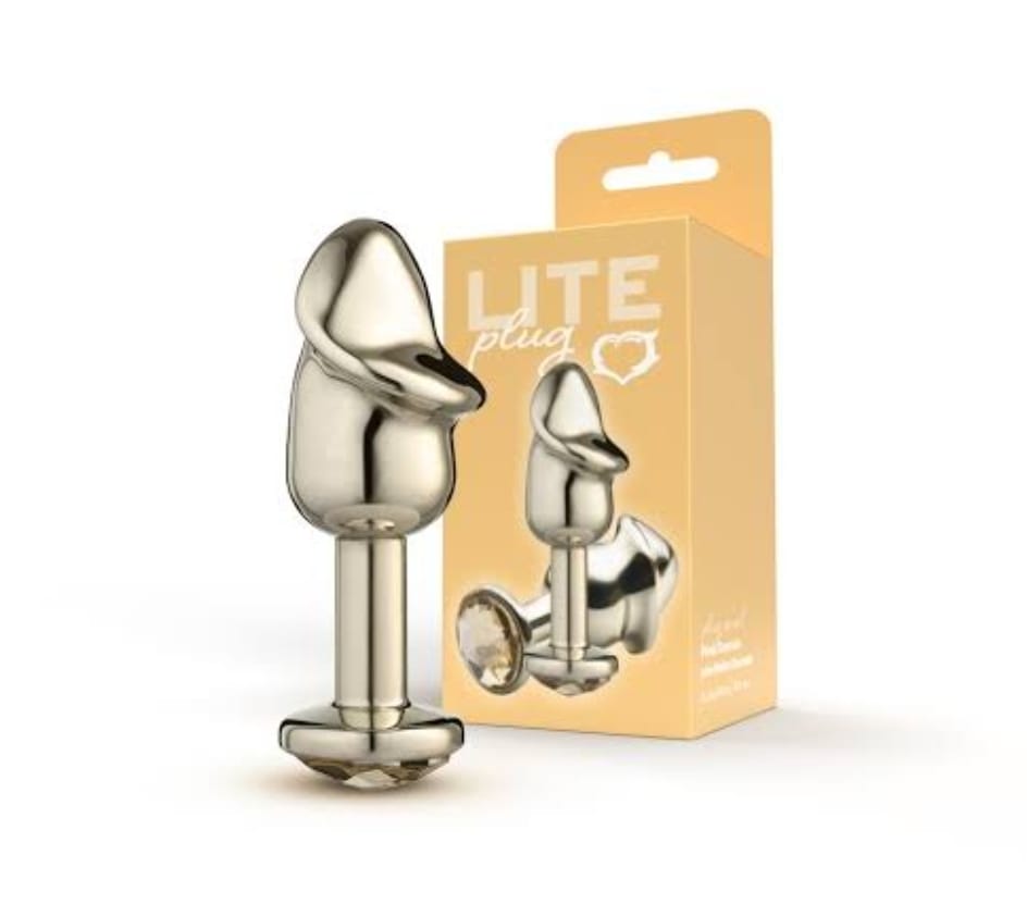 Plug Anal Dourado Tamanho M Com Pedra Sexy Fantasy REF 10064