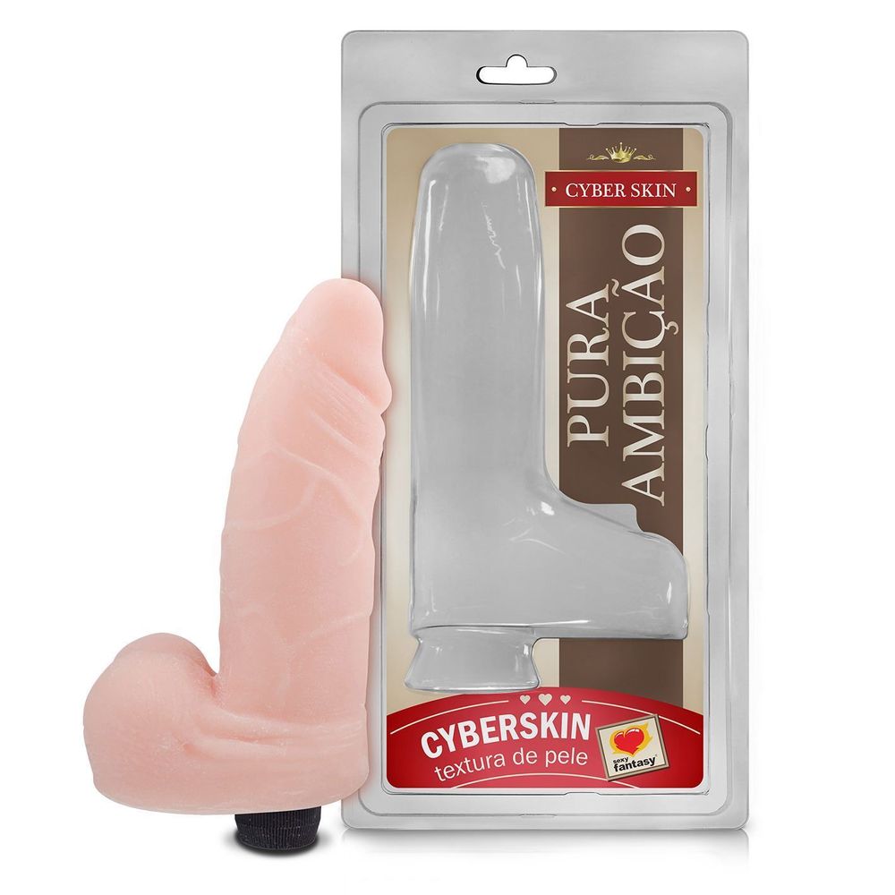 PRÓTESE COM VIBRO E ESCROTO EM CYBER SKIN 13 X 3,5 CM