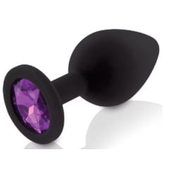 Plug Anal Em Silicone Com Pedra Tamanho P Importação REF 10162